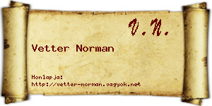 Vetter Norman névjegykártya
